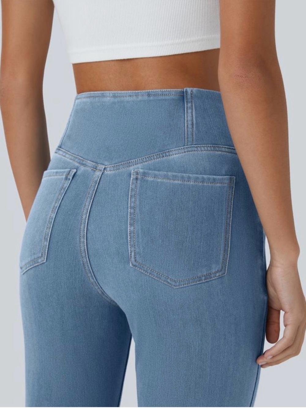 Halara Flex High Waisted Crossover Pocket InstantCool Washed Casual Jeans M 8/10 - Picture 3 of 16